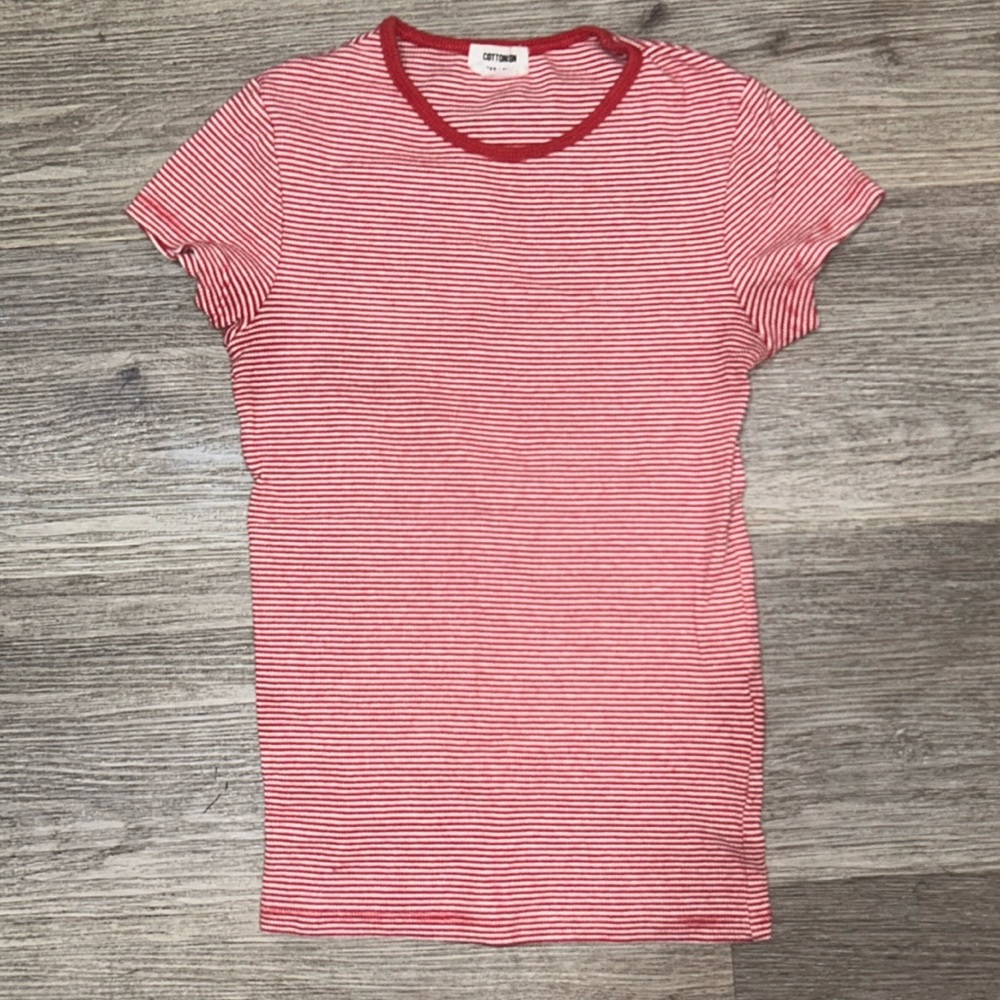Stripped red skin fit shirt
